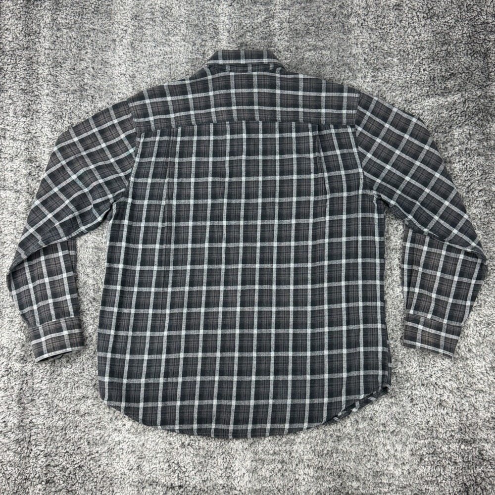 Outdoor Life Men's Size L Plaid Flannel Long Sleeve Button Up Shirt Gray White - Picture 8 of 10